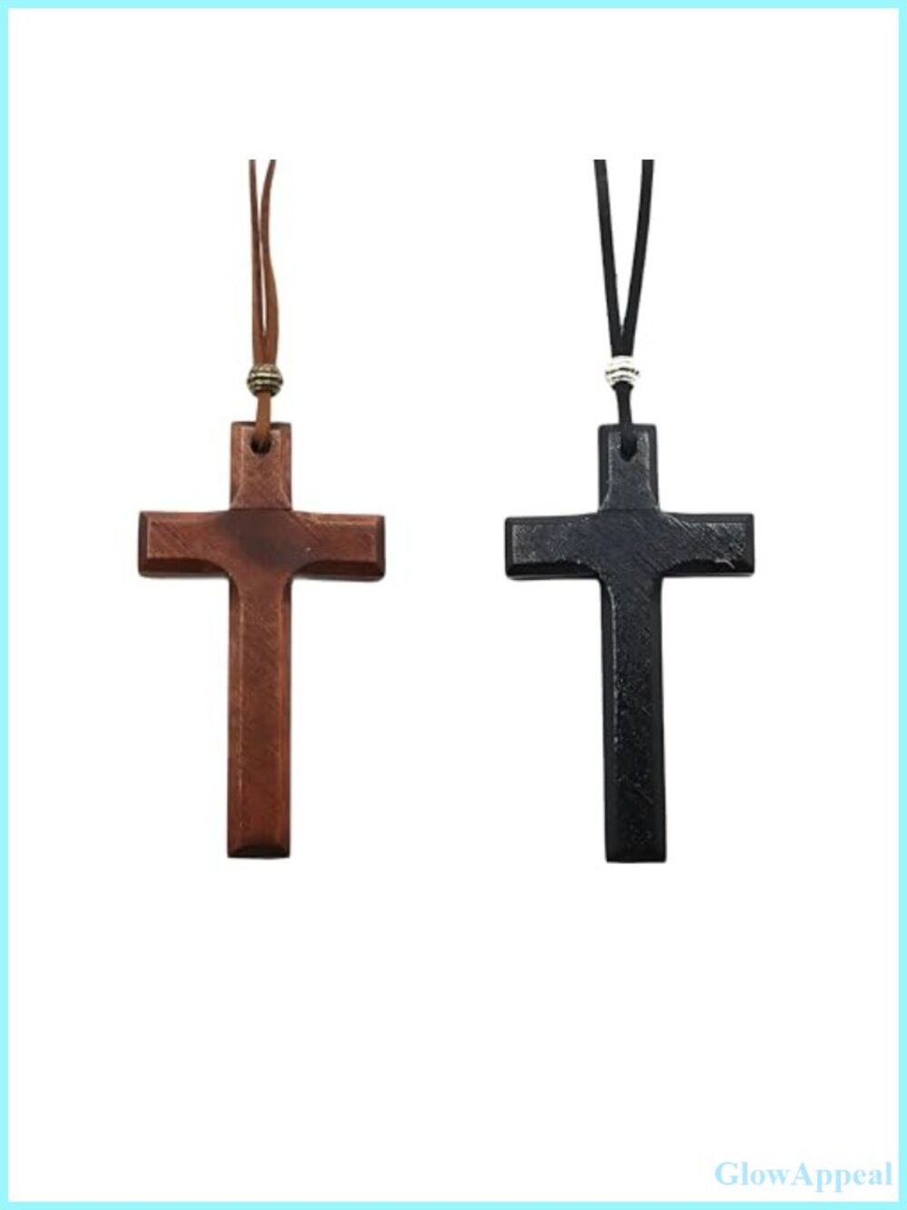 Handmade Walnut Wood Cross Necklace Set 2PC Men Women Gothic Y2K Religious